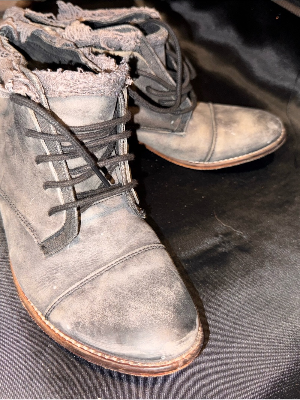 Free People Gray Suede Lace-Up Chukka Boots with Shearling Collar